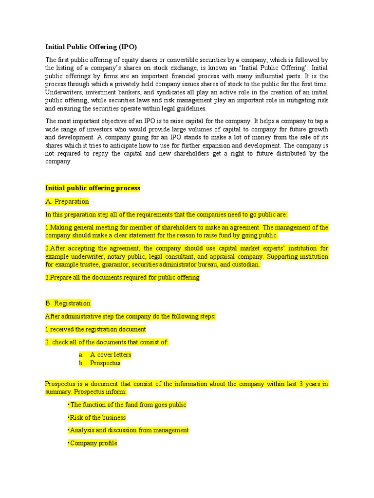 IPO prospectus and application documents